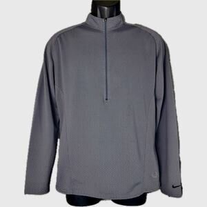 Nike Sphere Mens Medium Gray QTR Zip Long Sleeve Dry Shirt Textured Back Pocket